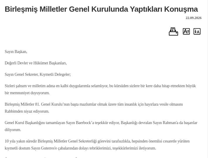 The official speech page as published